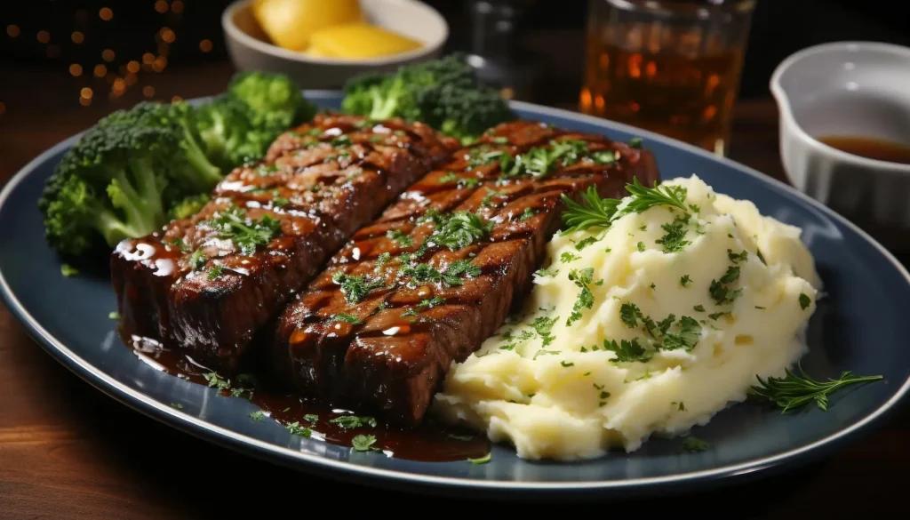 Grilled boneless beef short ribs with a smoky exterior and caramelized BBQ glaze