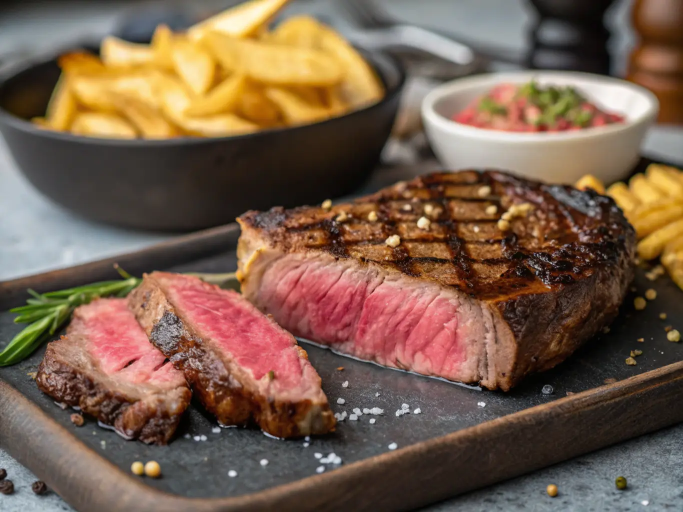 Grilled ribeye steak with perfect grill marks served on a plate, ideal for BBQ lovers.